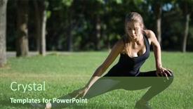  Presentation with exercise kids kid doing fitness - Beautiful slide set featuring woman doing morning sports exercises in park backdrop and a tawny brown colored foreground