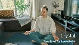  Presentation with video conference - Theme with woman-doing-online-yoga background and a ocean colored foreground