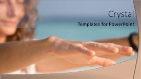  Presentation with qigong - PPT layouts featuring woman-doing-qigong-on-beach background and a light blue colored foreground