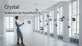  Presentation with animal testing scientist doing experiment - Beautiful slides featuring woman doing research mixed media backdrop and a light gray colored foreground