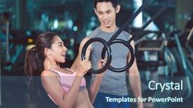  Presentation with personal training - Colorful slide deck enhanced with woman doing ring biceps curl backdrop and a ocean colored foreground