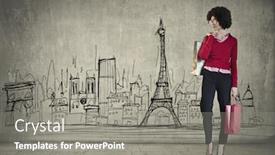  Presentation with paris - Slide set enhanced with woman-doing-shopping-in-paris background and a gray colored foreground