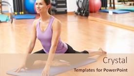  Presentation with exercises - Colorful PPT layouts enhanced with woman doing stretching exercises in gym backdrop and a lemonade colored foreground