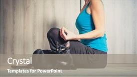  Presentation with yoga - Colorful PPT theme enhanced with woman doing yoga at home backdrop and a gray colored foreground