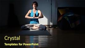  Presentation with mental health - Presentation theme enhanced with woman-doing-yoga-at-home background and a wine colored foreground