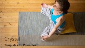  Presentation with mindfulness - Amazing presentation having woman-doing-yoga-at-home backdrop and a coral colored foreground