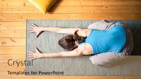  Presentation with mental health - Colorful presentation theme enhanced with woman-doing-yoga-at-home backdrop and a coral colored foreground