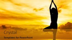  Presentation with yoga - Colorful slide set enhanced with woman-doing-yoga-at-sunset backdrop and a gold colored foreground