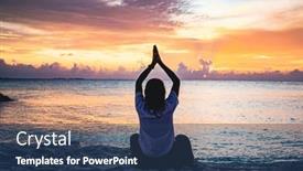  Presentation with tropical beach sunset - Presentation design featuring woman-doing-yoga-at-sunset background and a  colored foreground