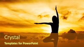  Presentation with yoga - Presentation design enhanced with woman-doing-yoga-during-sunset background and a tawny brown colored foreground