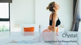  Presentation with exercise sport - Theme featuring woman doing yoga exercise background and a lemonade colored foreground