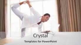  Presentation with exercises - Audience pleasing PPT theme consisting of woman doing yoga exercises next backdrop and a light gray colored foreground