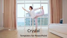  Presentation with mother doing yoga kids - Colorful slide set enhanced with woman doing yoga exercises next backdrop and a mint green colored foreground