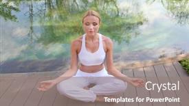  Presentation with exercises - PPT theme consisting of woman-doing-yoga-exercises background and a gray colored foreground