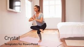  Presentation with exercise kids kid doing fitness - Theme featuring woman doing yoga fitness exercises background and a  colored foreground