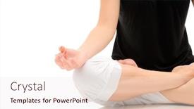  Presentation with yoga - Audience pleasing PPT theme consisting of woman-doing-yoga-isolated-over backdrop and a sky blue colored foreground