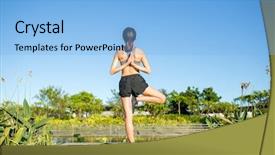  Presentation with mother doing yoga kids - Colorful PPT theme enhanced with woman doing yoga pose backdrop and a light blue colored foreground