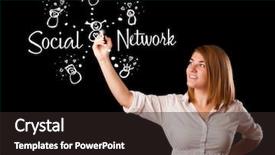  Presentation with network - Cool new slide set with woman draving social network theme backdrop and a  colored foreground