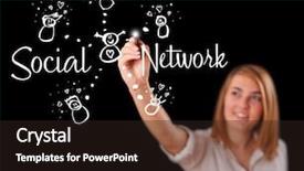 Presentation with network - Colorful PPT theme enhanced with woman draving social network theme backdrop and a wine colored foreground