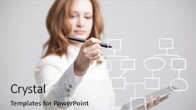  Presentation with business process - Amazing slide set having woman drawing flowchart business process backdrop and a light gray colored foreground