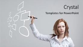  Presentation with business process - Amazing theme having woman drawing flowchart business process backdrop and a light gray colored foreground