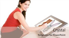  Presentation with man and woman divorce drawing - Presentation theme having woman drawing on a digital background and a  colored foreground