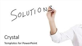  Presentation with solution - Slides featuring woman drawing the word solution background and a white colored foreground