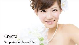  Presentation with bride - Slide deck with woman dressed as a bride background and a  colored foreground