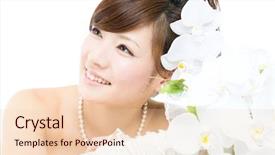  Presentation with bride - Cool new PPT layouts with blue home decor on bedside table in the room backdrop and a gray colored foreground