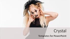  Presentation with strong black woman - Amazing theme having woman dressed in black widow backdrop and a  colored foreground