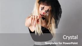  Presentation with scary halloween - Colorful presentation theme enhanced with woman dressed in black widow backdrop and a  colored foreground