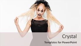  Presentation with black woman at gas station - Colorful PPT theme enhanced with woman dressed in black widow backdrop and a  colored foreground