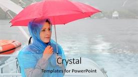  Presentation with pastel blue and pink - Slide deck enhanced with woman dressed in blue rain background and a light blue colored foreground