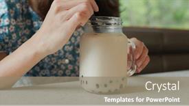  Presentation with bubble milk tea - Presentation with woman-drink-of-bubble-milk background and a gray colored foreground
