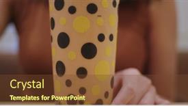  Presentation with bubble milk tea - PPT layouts having woman-drink-of-bubble-milk background and a tawny brown colored foreground