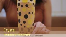  Presentation with bubble milk tea - PPT layouts consisting of woman-drink-of-bubble-milk background and a tawny brown colored foreground