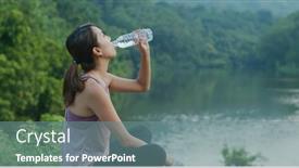  Presentation with water park - Slide deck having woman-drink-of-water background and a gray colored foreground