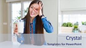  Presentation with eye glass - Colorful slide set enhanced with woman drinking a fresh glass backdrop and a lemonade colored foreground