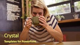  Presentation with beverage - Slide set with woman drinking a hot beverage background and a  colored foreground