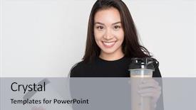  Presentation with nutrition - Slide deck consisting of woman drinking a nutrition milk background and a light gray colored foreground