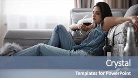  Presentation with drinking alcohol - Audience pleasing PPT theme consisting of woman drinking alcohol at home backdrop and a seafoam green colored foreground
