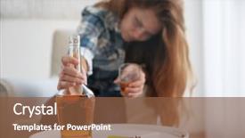  Presentation with drinking alcohol - Audience pleasing slide set consisting of woman drinking alcohol at home backdrop and a tawny brown colored foreground