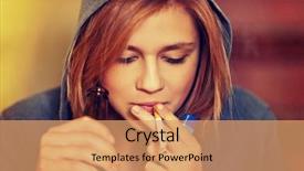  Presentation with beer - Cool new presentation theme with woman drinking beer and smoking backdrop and a coral colored foreground