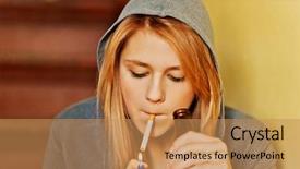  Presentation with being a single woman - Audience pleasing PPT theme consisting of woman drinking beer and smoking backdrop and a coral colored foreground