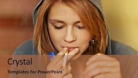  Presentation with smoking - Colorful slide set enhanced with woman drinking beer and smoking backdrop and a red colored foreground