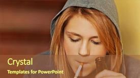  Presentation with smoking - Audience pleasing PPT theme consisting of woman drinking beer and smoking backdrop and a red colored foreground