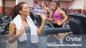  Presentation with treadmill - Theme consisting of woman drinking bottle of water background and a gray colored foreground
