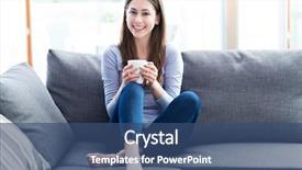  Presentation with festival coffee - Audience pleasing presentation design consisting of woman drinking coffee on sofa backdrop and a ocean colored foreground