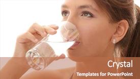  Presentation with cold water - Slides having woman drinking fresh cold water background and a coral colored foreground