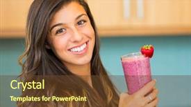  Presentation with fresh fruit retailer - PPT theme enhanced with woman drinking fresh fruit smoothie background and a tawny brown colored foreground